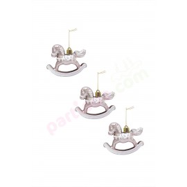 YILBAŞI AĞAÇ SÜSÜ ATLI KARINCA 8 CM 3 LÜ SOFT PEMBE