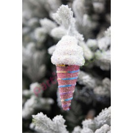 YILBAŞI AĞAÇ SÜSÜ SİMLİ DONDURMA PEMBE 15 CM ADET