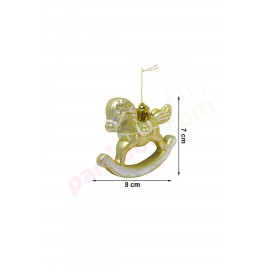 YILBAŞI AĞAÇ SÜSÜ ATLI KARINCA 8 CM 3 LÜ SOFT GOLD