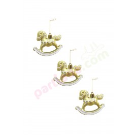 YILBAŞI AĞAÇ SÜSÜ ATLI KARINCA 8 CM 3 LÜ SOFT GOLD