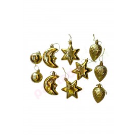 YILBAŞI AĞAÇ SÜSÜ KARIŞIK ASILABİLİR GOLD 10 PARÇA AST6937