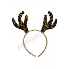 YILBAŞI TAÇ GEYİK SİYAH GOLD PULLU