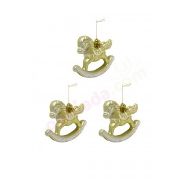 YILBAŞI AĞAÇ SÜSÜ ATLI KARINCA 8 CM 3 LÜ SOFT GOLD