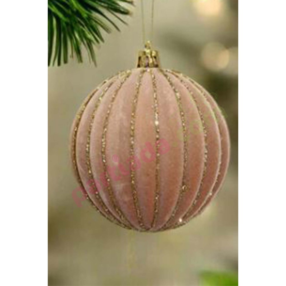 YILBAŞI TOPU 12 CM SOMON LÜKS KADİFE ALTIN SİMLİ ADET