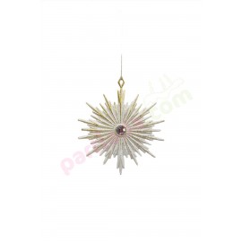 YILBAŞI AĞAÇ SÜSÜ GÜNEŞ FİGÜRÜ BEYAZ SİMLİ 12X12 CM