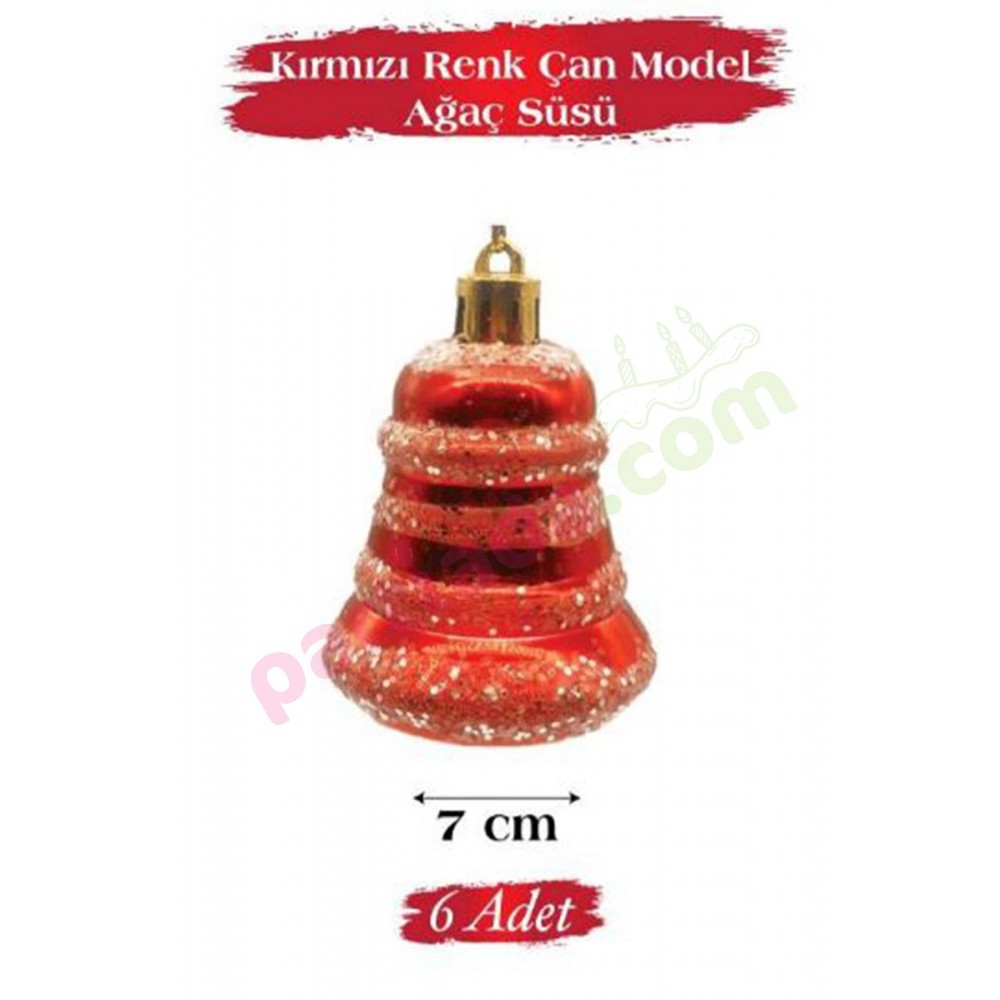 YILBAŞI AĞAÇ SÜSÜ ÇAN 7 CM 6 LI KIRMIZI BEYAZ