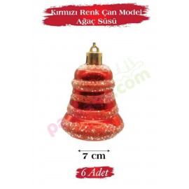 YILBAŞI AĞAÇ SÜSÜ ÇAN 7 CM 6 LI KIRMIZI BEYAZ