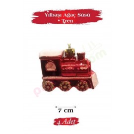 YILBAŞI AĞAÇ SÜSÜ TREN 7X6 CM 4 LÜ