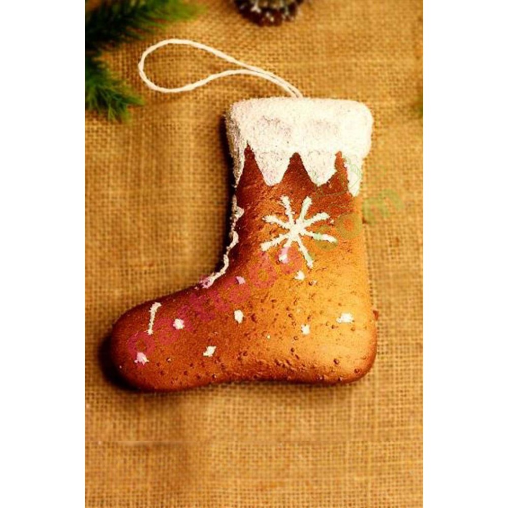 YILBAŞI AĞAÇ SÜSÜ KURABİYE ÇORAP 14X13 CM YIL-240138