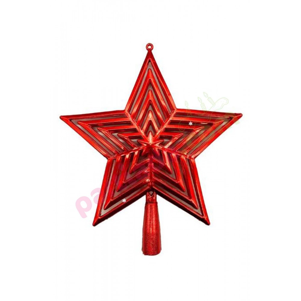 YILBAŞI AĞAÇ TEPELİK İÇ İÇE YILDIZ 23 CM KIRMIZI