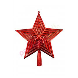 YILBAŞI AĞAÇ TEPELİK İÇ İÇE YILDIZ 23 CM KIRMIZI