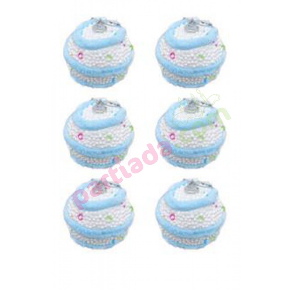 YILBAŞI TOPU 8 CM 3 LÜ MAVİ RENKLİ BONCUKLU