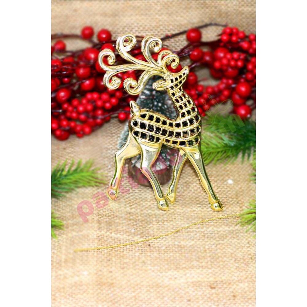 YILBAŞI AĞAÇ SÜSÜ METALİK GOLD GEYİK 9X14 CM ADET YIL-  240075