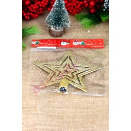 YILBAŞI AĞAÇ TEPELİK 15 CM SİMLİ İÇ İÇE YILDIZ   GOLD
