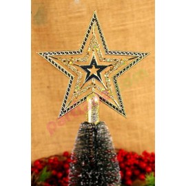 YILBAŞI AĞAÇ TEPELİK 20 CM YILDIZ İÇ İÇE GOLD SİM DETAYLI
