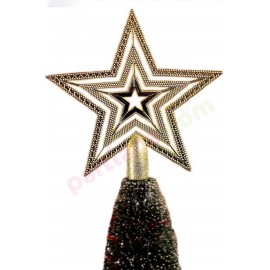 YILBAŞI AĞAÇ TEPELİK 20 CM YILDIZ İÇ İÇE NOKTA   MOTİFLİ GOLD