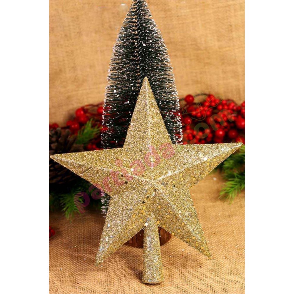 YILBAŞI AĞAÇ TEPELİK 25 CM SİMLİ YILDIZ GOLD