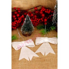 YILBAŞI AĞAÇ SÜSÜ BEYAZ FİYONK 2 Lİ 10 CM YIL- 240426