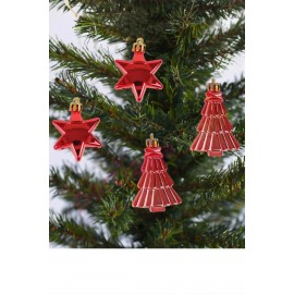 YILBAŞI AĞAÇ SÜSÜ 7 CM 12 Lİ YILDIZ VE AĞAÇ SET KIRMIZI AST3806