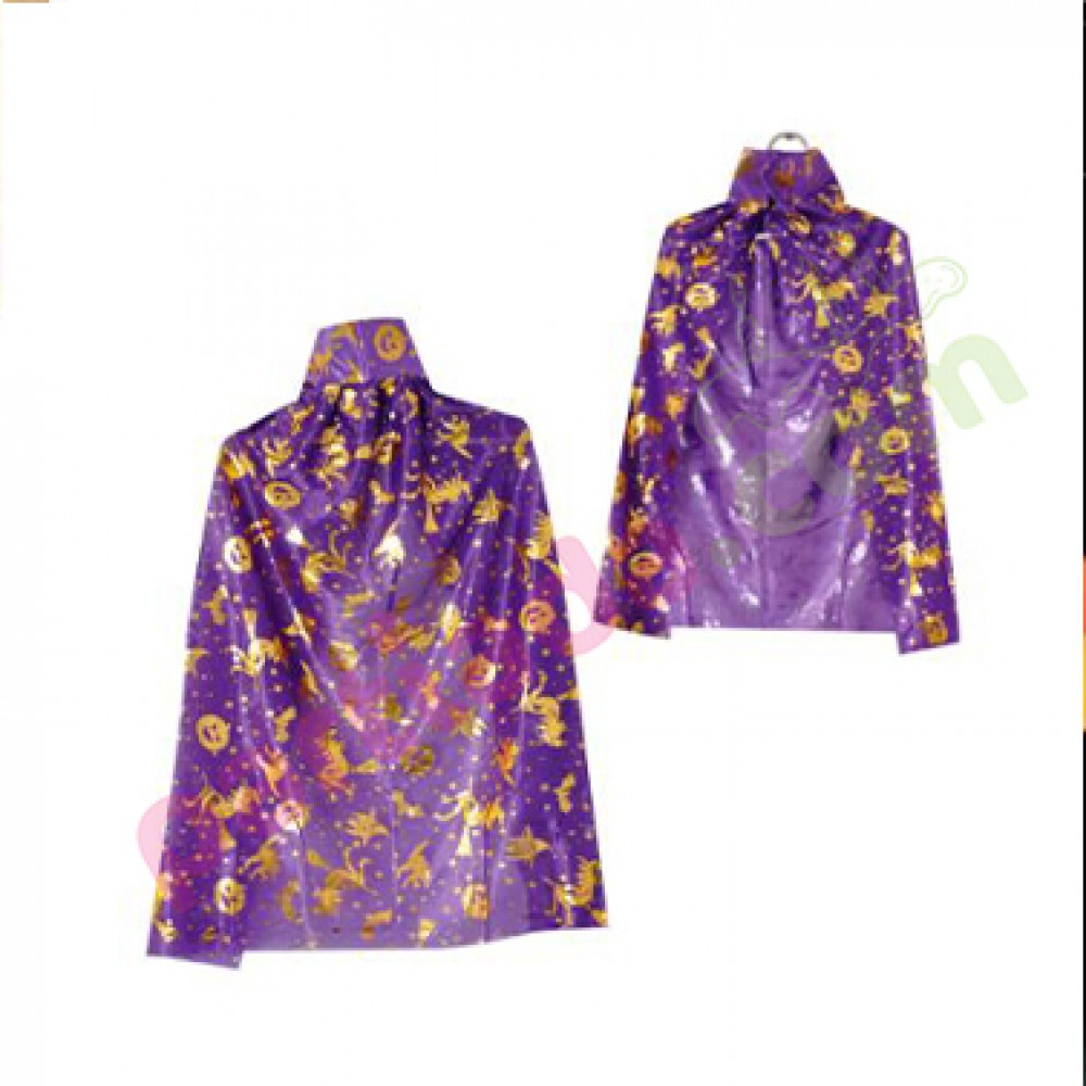 HALLOWEEN CADI PELERİN MOR BASKILI 77 CM