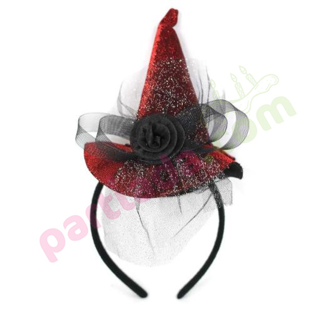 HALLOWEEN CADI ŞAPKALI TAÇ KIRMIZI HLW-23250