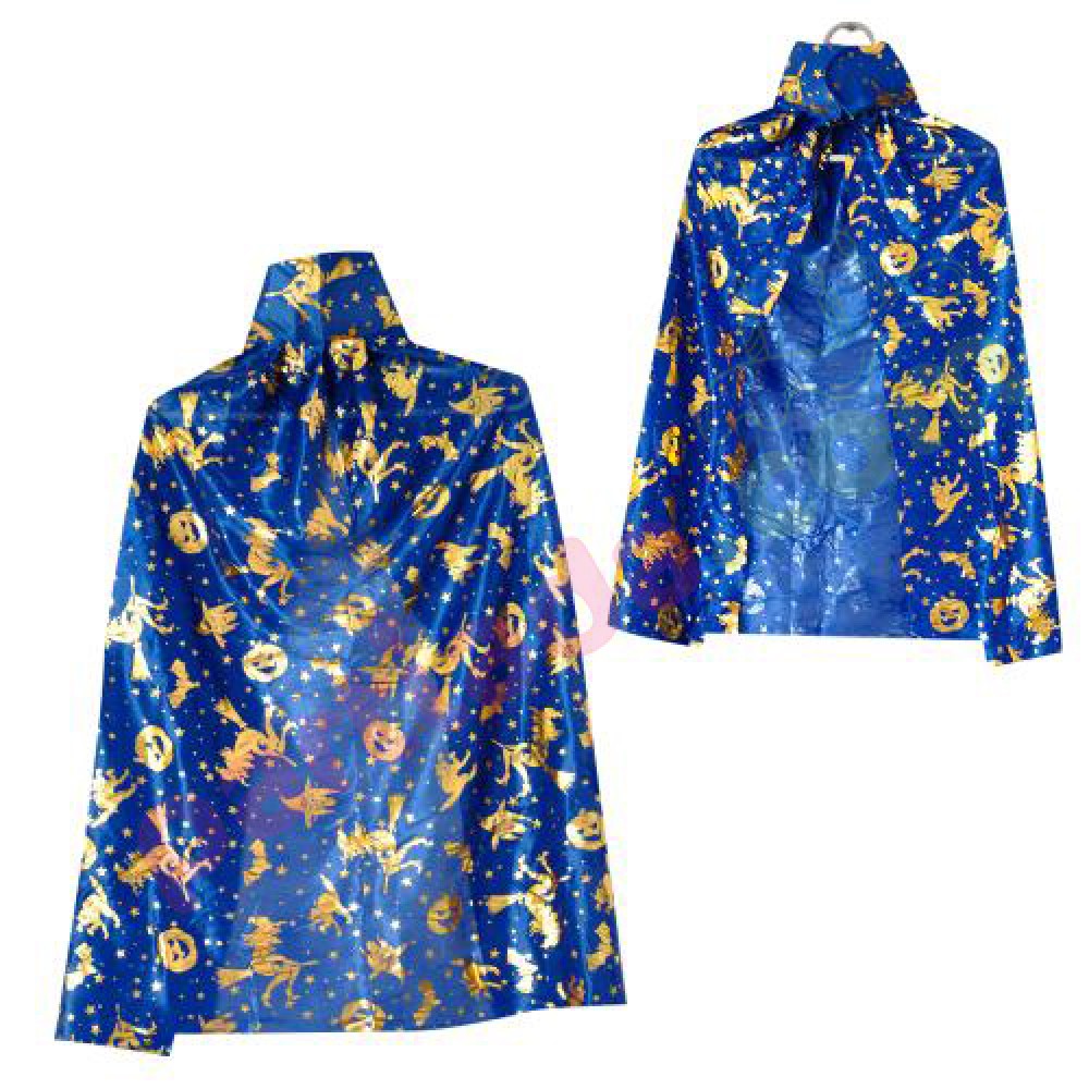 HALLOWEEN CADI PELERİN LACİVERT CADI BASKILI 77 CM