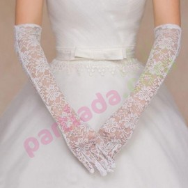 DANTELLİ ELDİVEN UZUN MODEL BEYAZ 40 CM