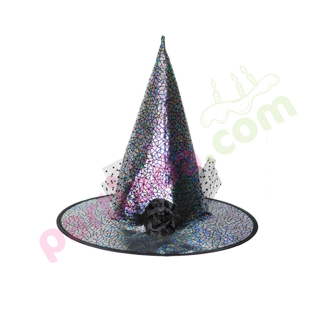 HALLOWEEN PARLAK DESENLİ CADI ŞAPKASI