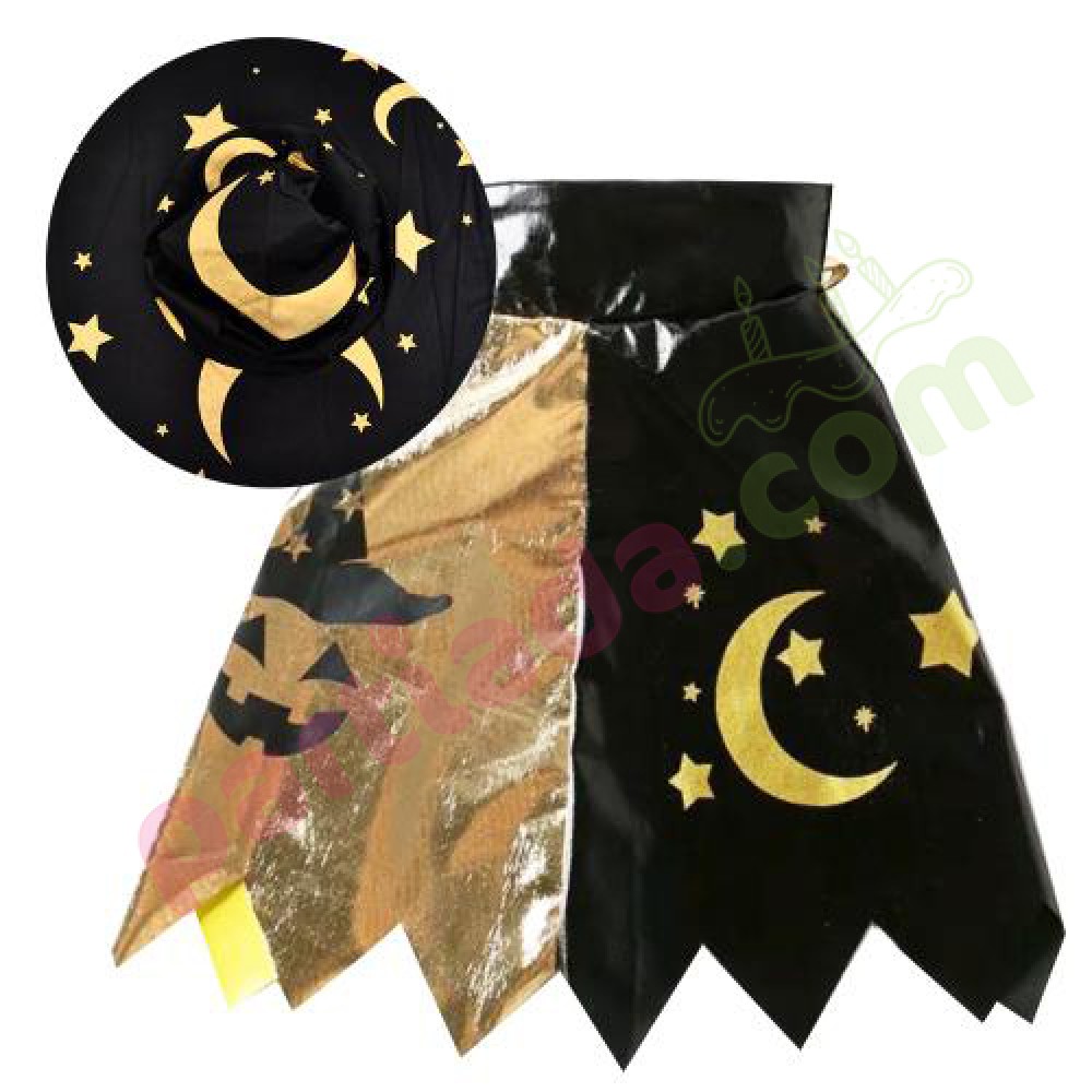 HALLOWEEN ÇOCUK PELERİN SİYAH GOLD